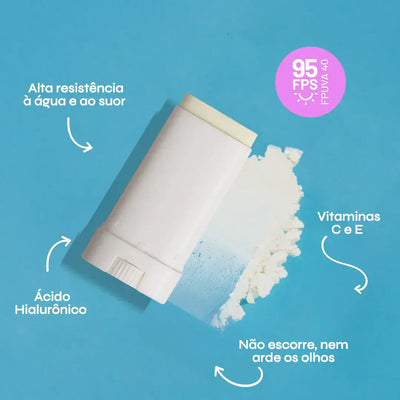 Protetor Solar em Bastão Incolor FPS 95 Nosso Protetor Solar em Bastão Incolor te oferece múltiplos benefícios! Ele tem FPS 95 e FPUVA 40, sendo ideal para alta exposição ao sol. Com um toque leve que não pesa na pele, ele é incrível para quem pratica esp