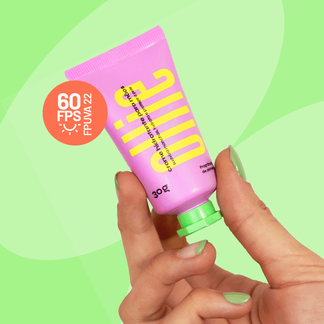 Creme hidratante para mãos com proteção solar. 