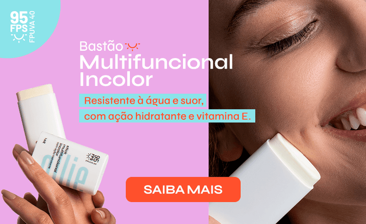 Bastão multifuncional incolor, resistente à água e suor, com ação hidratante e vitamina E