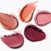 Swatches of various makeup shades: terracota, coral, rosa, rosa malva, and amora for the Kit Make Completona by Ollie.