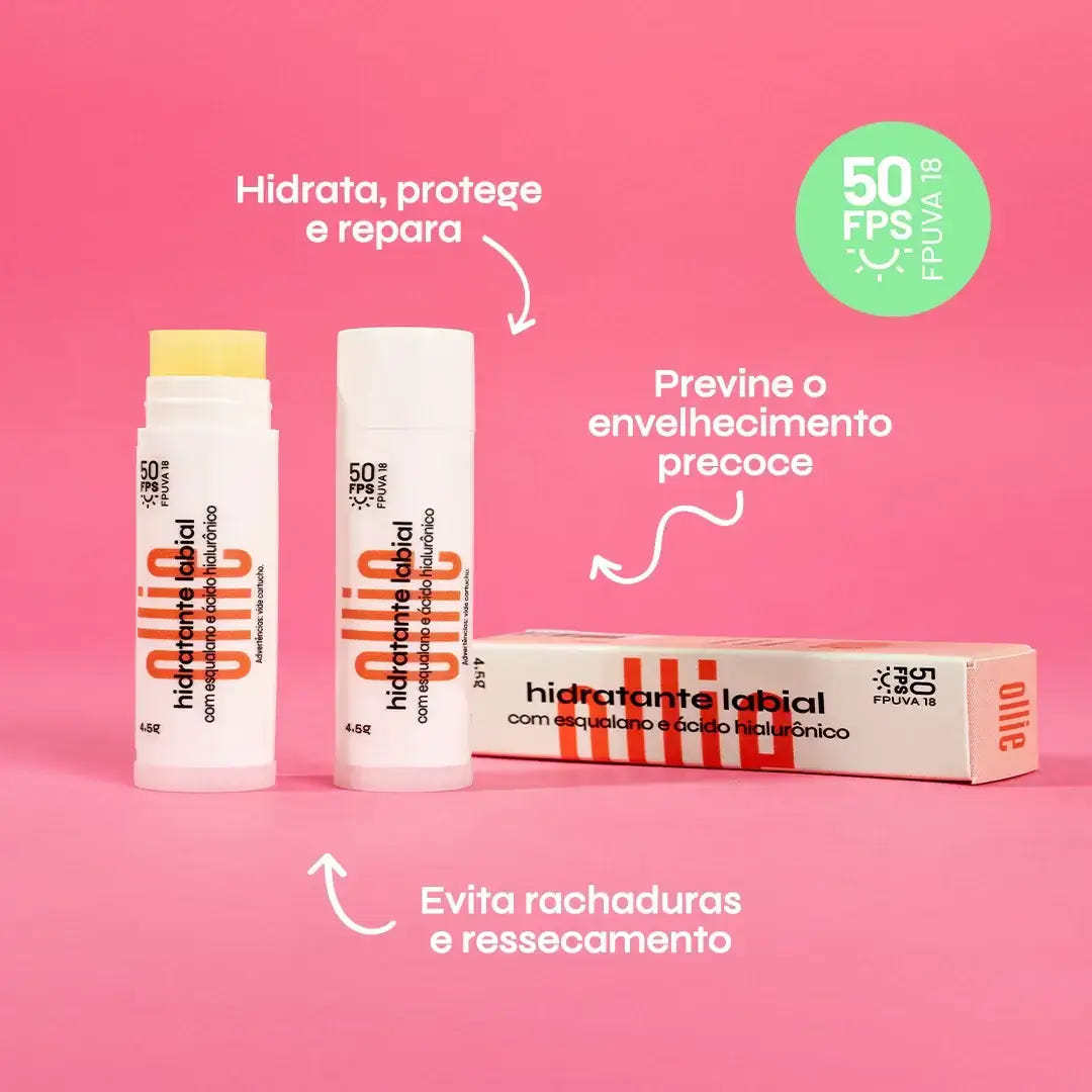 Hidratante labial, hidrata protege e repara, previne o envelhecimento precoce, e evita rachaduras e ressecamento, além disso tem FPS 50 e FPUVA 18
