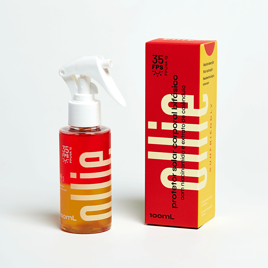 Protetor Solar Corporal Spray Bifásico FPS 35 FPUVA 12 Protetor Solar Spray com FPS 35 e FPUVA 12, enriquecido com niacinamida, extrato de calêndula e vitamina E para proteger e nutrir sua pele.